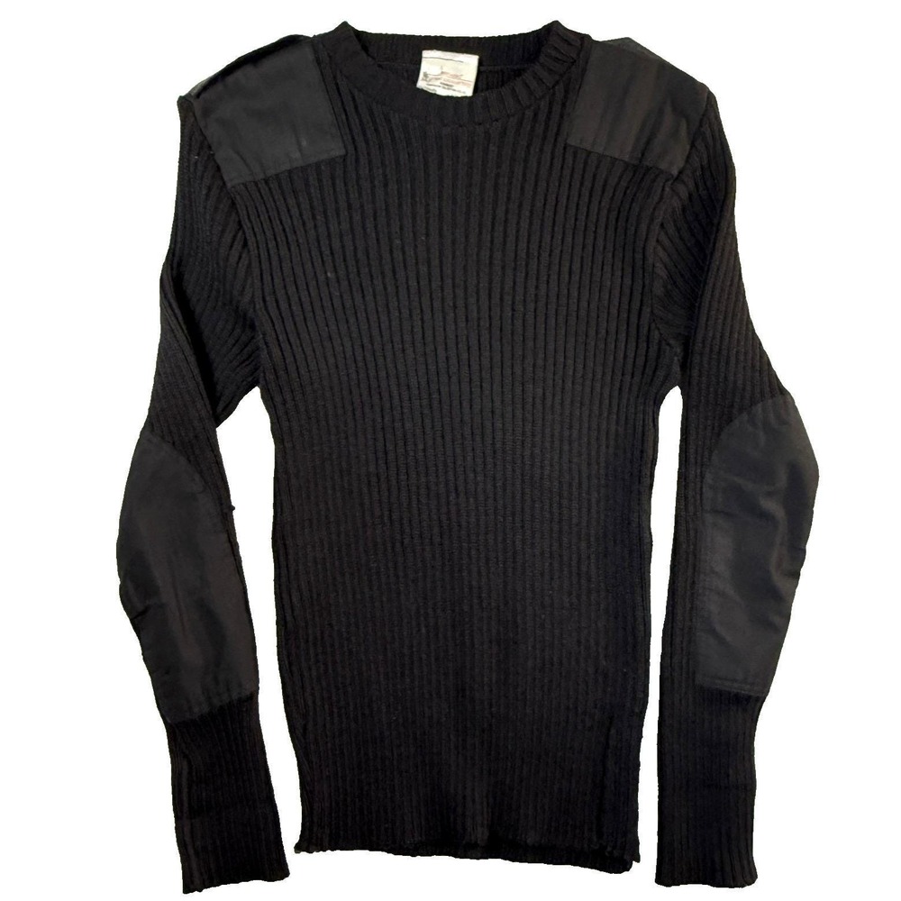 Brigade Quartermasters Woolly Pully Sweater Mens M Black 100% Wool Commando Knit